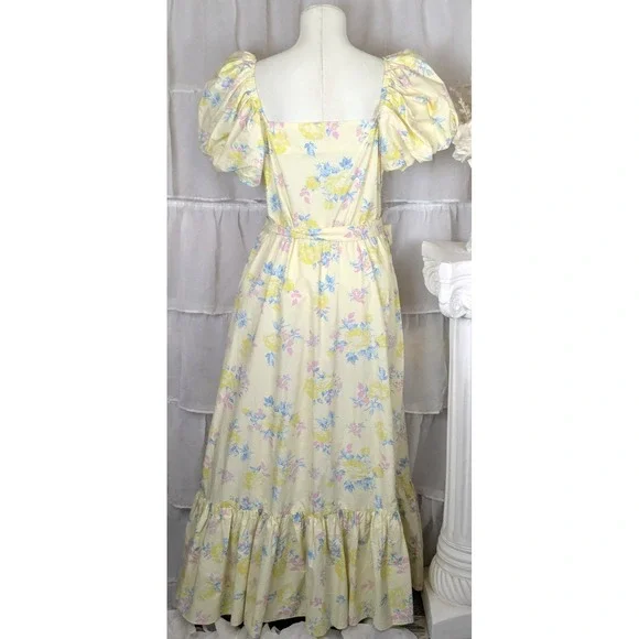 LoveShackFancy x Target Ines Yellow Floral Romantic Cottagecore Midi Dress 8 - Picture 9 of 14